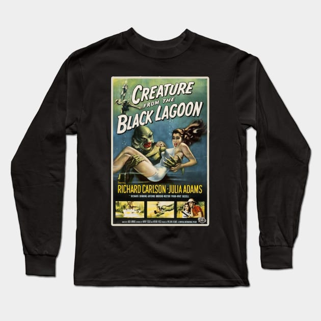 Classic Movie Poster Creature from the Black Lagoon Long Sleeve T-Shirt by Scarebaby